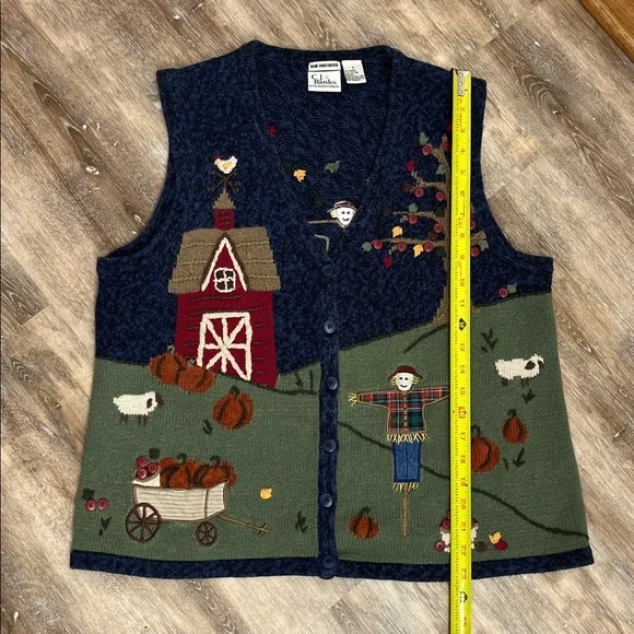 CJ Banks Women’s Size 1X Sweater Vest Hand Embroidered Fall Autumn Pumpkin - Picture 11 of 13